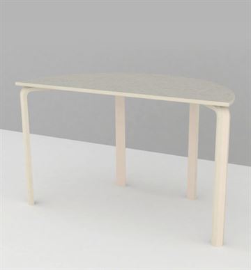 Institutionsbord med linoleum, halvbue 60x120 cm - Dansk produceret