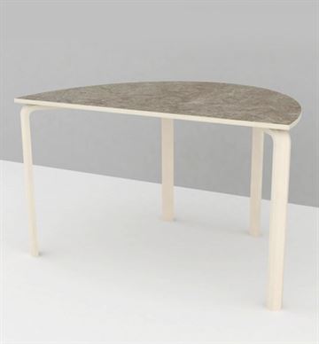 Institutionsbord med linoleum, halvbue 80x120 cm - Dansk produceret