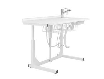 Fritstående puslebord med sanitet fra danske Pressalit - her med udtræksbruser