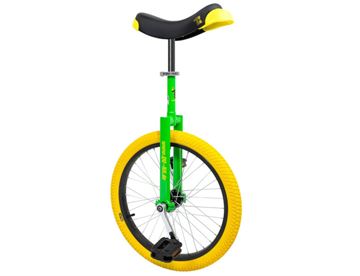 QU-AX 20" Unicycle - Ethjulet cykel med grønt stel med gult dæk
