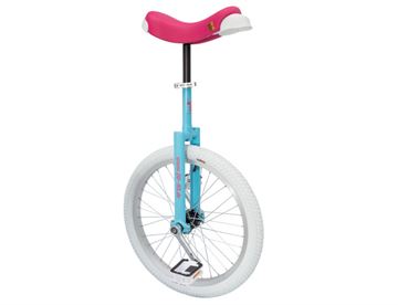 QU-AX 20" Unicycle- Ethjulet cykel med lyseblå stel med hvidt dæk