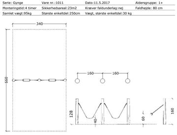 Mål og specifikationer - Robinia Dobbelt Gyngestativ m/ bæltegynger