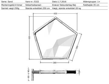 Mål og specifikationer - Robinia Sandkasse (femkantet)