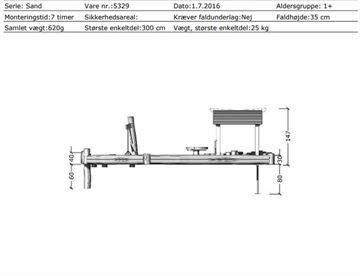 Mål og specifikationer - Robinia sandkasse med legehus, sandbord og gulv