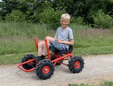 Kvalitets go-kart m. justerbar sæde, 3-6 år - Dansk Produceret