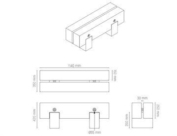 RUNA Plint 1140 mm - Modulær Park og byrumsmøbel RUNA Plint 1800 mm - Mål