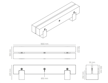 RUNA Plint 1800 mm - Modulær Park og byrumsmøbel RUNA Plint 1800 mm - Mål