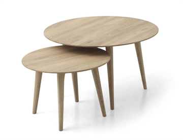 Sofabords-sæt i massiv eg - Runde loungeborde her i farve Oiled oak