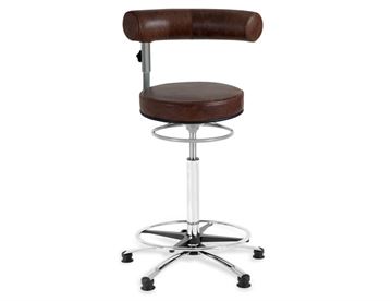 Sanus eksklusive højstol i brun læder - Ergonomisk høj stol - Barstol