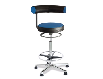 Sanus højstol - Ergonomisk arbejdsstol m. fodring - Her i farve Blå, kunstlæder