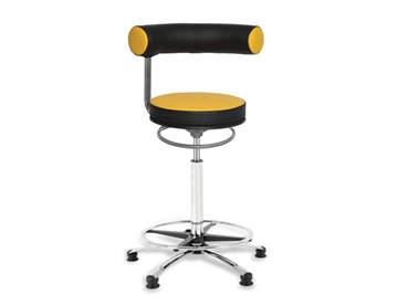 Sanus højstol - Ergonomisk arbejdsstol m. fodring - Her i farve Gul, kunstlæder