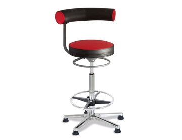 Sanus højstol - Ergonomisk arbejdsstol m. fodring - Her i farve Rød, kunstlæder
