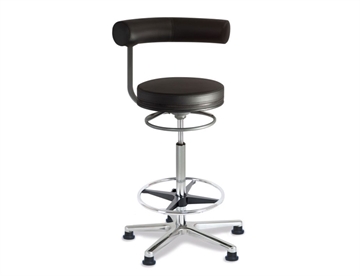 Sanus højstol - Ergonomisk arbejdsstol m. fodring - Her i farve Sort, kunstlæder