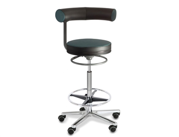 Sanus højstol - Ergonomisk arbejdsstol m. fodring - Her i farve Grøn, kunstlæder (hjul)