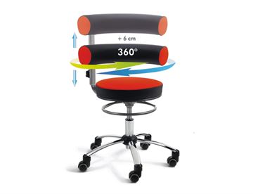 Sanus ergonomisk stol med højderegulerbar og roterbar ryglæn/armlæn - Sundhedsstol