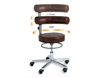 Sanus eksklusive arbejdsstol i brun læder - Roterbar og højderegulerbar ryglæn / armlæn for en dynamisk siddestilling