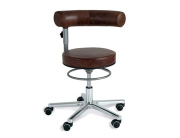 Sanus eksklusive arbejdsstol i brun læder - Ergonomisk stol med regulerbar ryglæn / armlæn for skiftende arbejdsstillinger