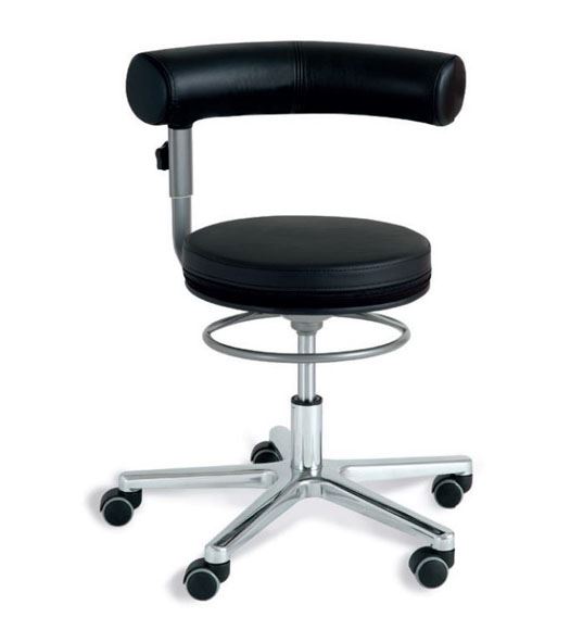 Sanus eksklusive arbejdsstol i sort læder - Ergonomisk stol med roter- og højderegulerbar ryglæn / armlæn