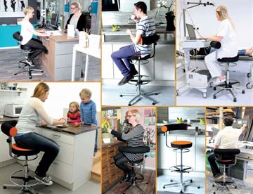 Sanus ergonomisk højstol - alsidig arbejdsstol, velegnet til diverse arbejdssituationer, til indretning af kontor- eller barmiljøer mv