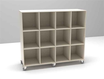 Sif mobil reol m. 12 rum - her standard uden plastkasser