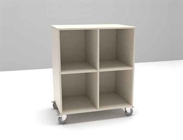 Sif mobil reol m. 4 rum - her standard uden plastkasser / skuffesystem