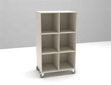 Sif mobil reol m. 6 rum - her standard uden plastkasser / skuffesystem