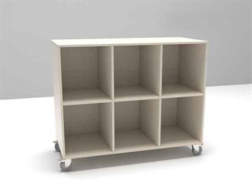 Sif mobil reol m. 6 rum - her standard uden plastkasser / skuffesystem