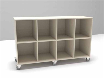 Sif mobil reol m. 8 rum - her standard uden plastkasser / skuffesystem