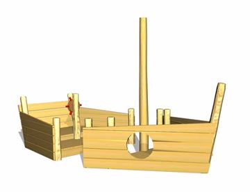 Robinia skib - Stort legeskib i træ til legepladsen