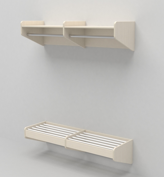 Personalegarderobe m. skohylde og hattehylde til vægmontering 