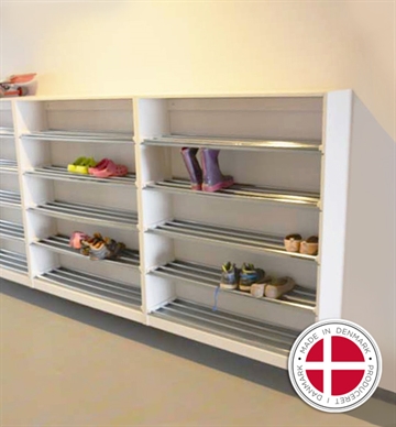 Skoreol til vægmontering m. 5 hylder - god til børnegarderoben i institutionen - Dansk produceret