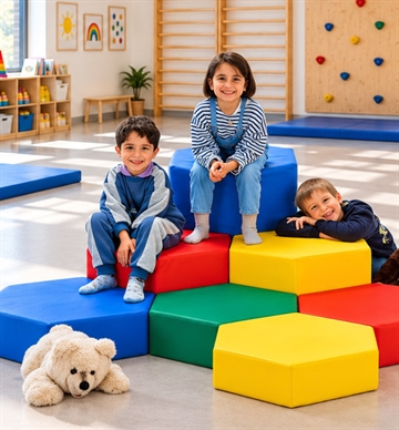 Mosaik sæt m. 7 Skummoduler til aktiv leg og bevægelse i institutioner