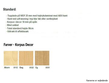 Farvekort / Specifikationer - Kildesortering med trælook