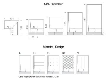 Modus lounge sofa corner modul - specifikationer