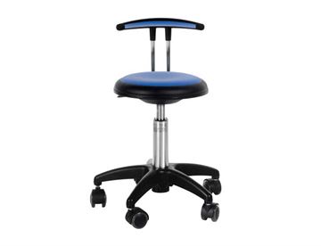 Star taburet / stol high med T-ryg - her med blå stamskind og hjul
