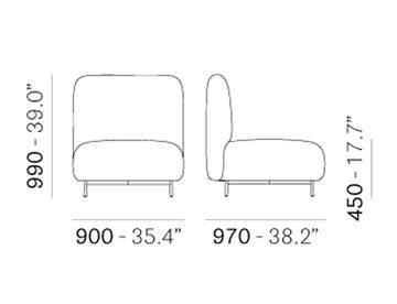 Buddy loungestol 213S - mål