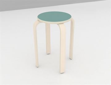 Stabelbar taburet i birk med laminat på sæde - Velegnet til institutions brug
