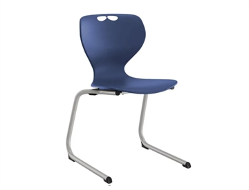 Elevstol Tarris - Skolestol m. C-formet stel her med blå siddeskal og alustel