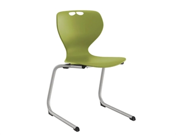 Elevstol Tarris - skolestol m. C-formet stel her med oliven siddeskal og alustel