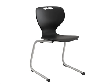 Elevstol Tarris - Skolestol m. C-formet stel her med sort siddeskal og alustel