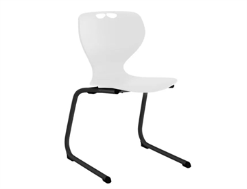 Elevstol Tarris - Skolestol m. C-formet stel her med hvid siddeskal og sort stel