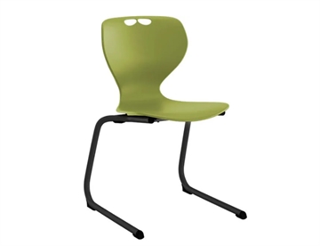 Elevstol Tarris - skolestol m. C-formet stel her med oliven siddeskal og sort stel