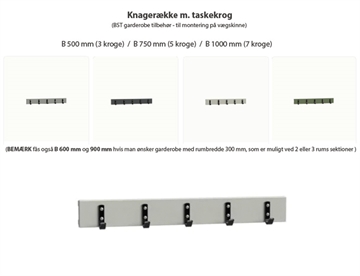 Taskekroge - tilkøb - BST garderobesystem