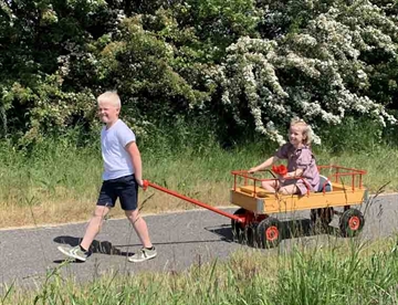 Retro trækvogn fra danske Rose cykler - her med 2 sæder og massive gummihjul