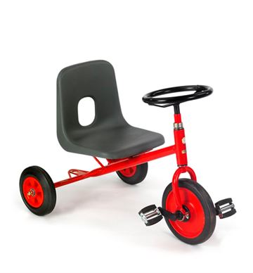 Trehjulet cykel m formstøbt sæde, rat og massive gummihjul. Alder 4 -10 år.
