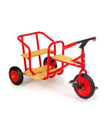 Trehjulet taxacykel - sjovt trehjulet institutionskøretøj med bagsæde og massive gummihjul