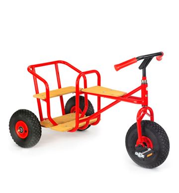 Taxacykel fra Rose cykler til børn fra 4-10 år - sjovt trehjulet cykel med bagsæde og punkterfri PU dæk