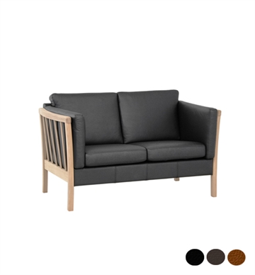 Klassisk tremmesofa - 2 personers sofa i læder