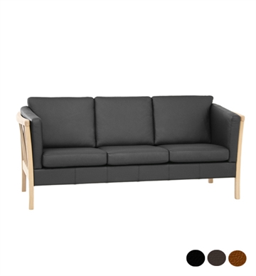 Klassisk tremmesofa - 3 personers sofa i læder - flere farver