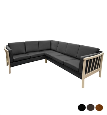 Klassisk tremmehjørnesofa i læder - Vendbar 